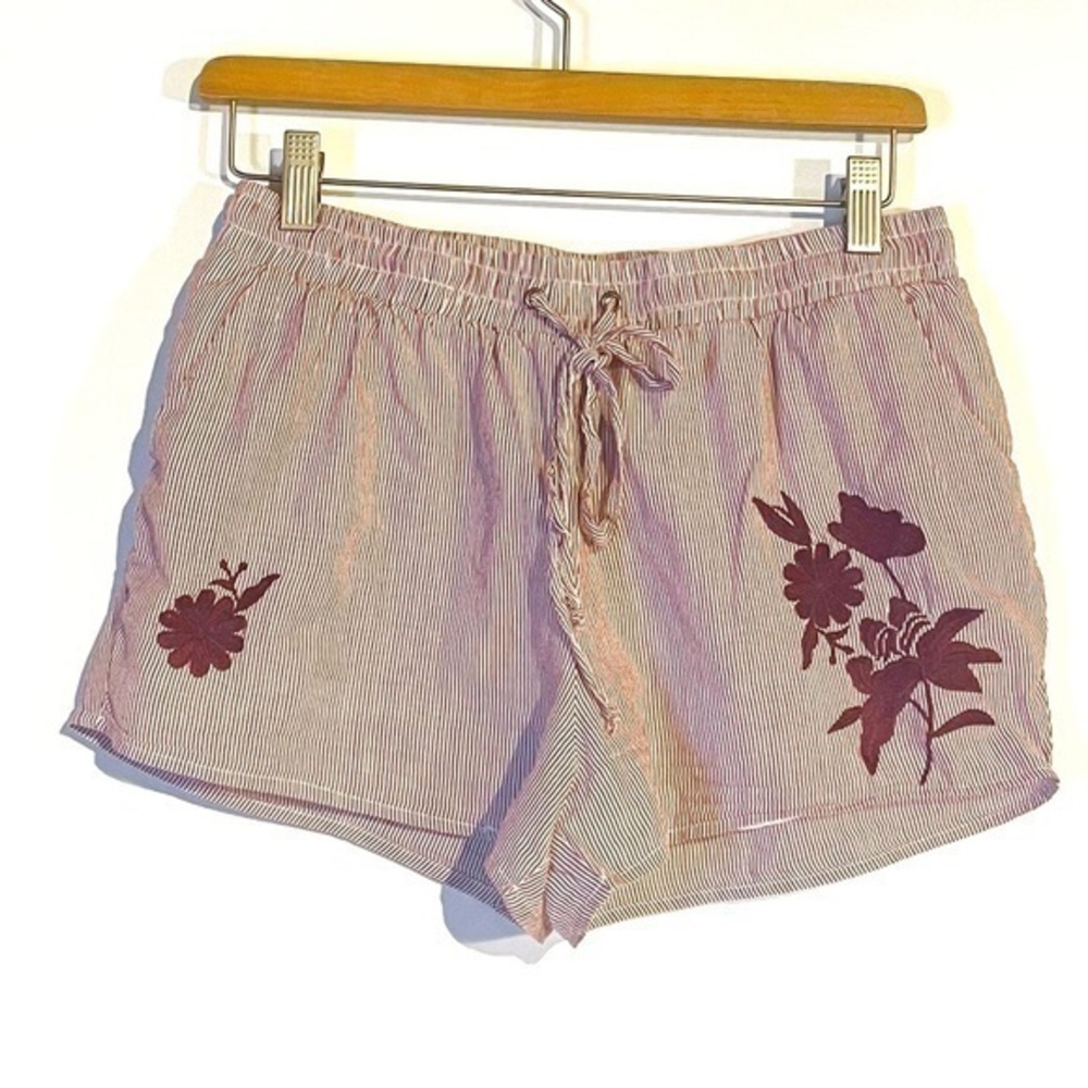 Miami Small Cotton Lounge Shorts Casual Short Embroidery Cotton Lined Drawstring